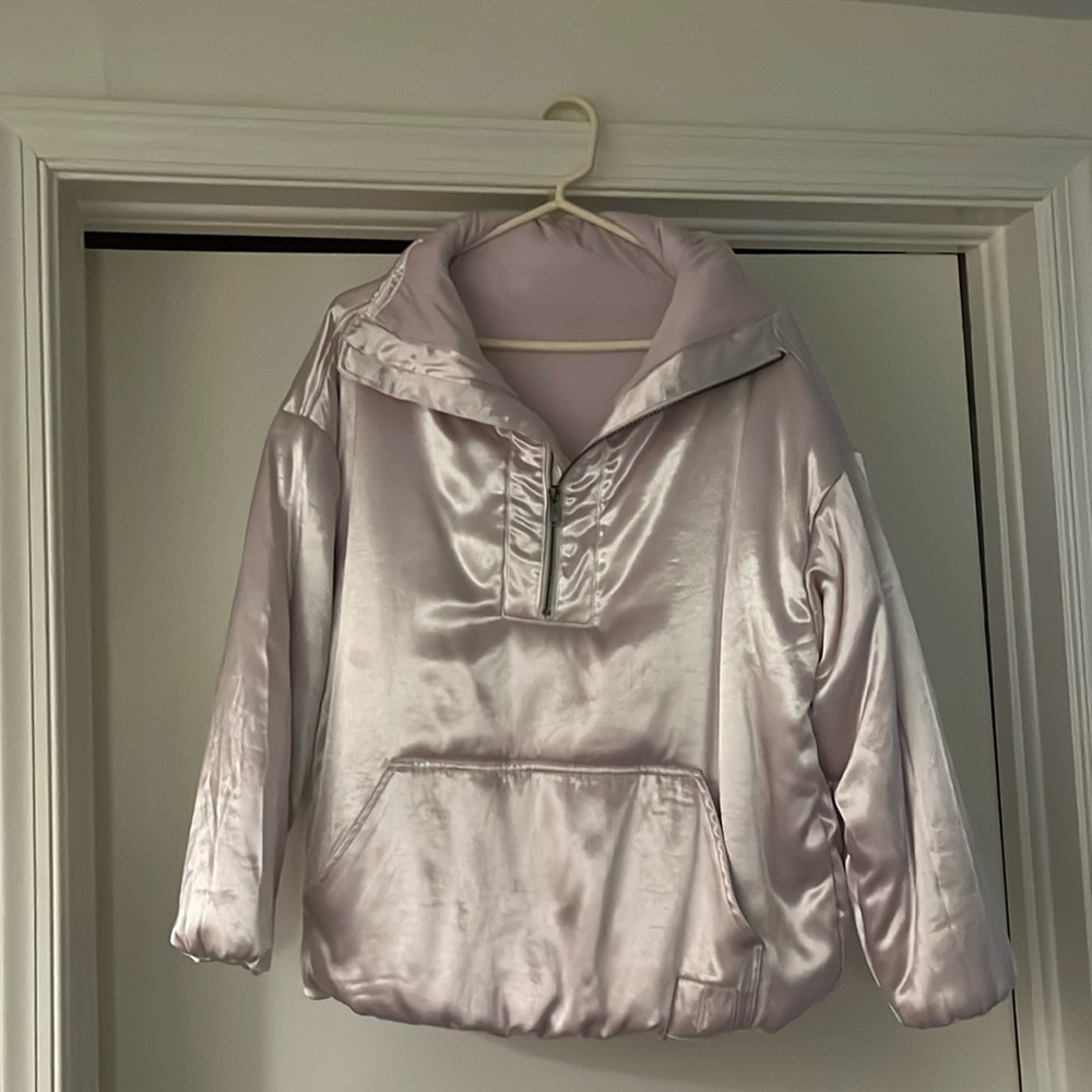 Free People Movement brand size XS pink pearl metallic quarter zip pullover